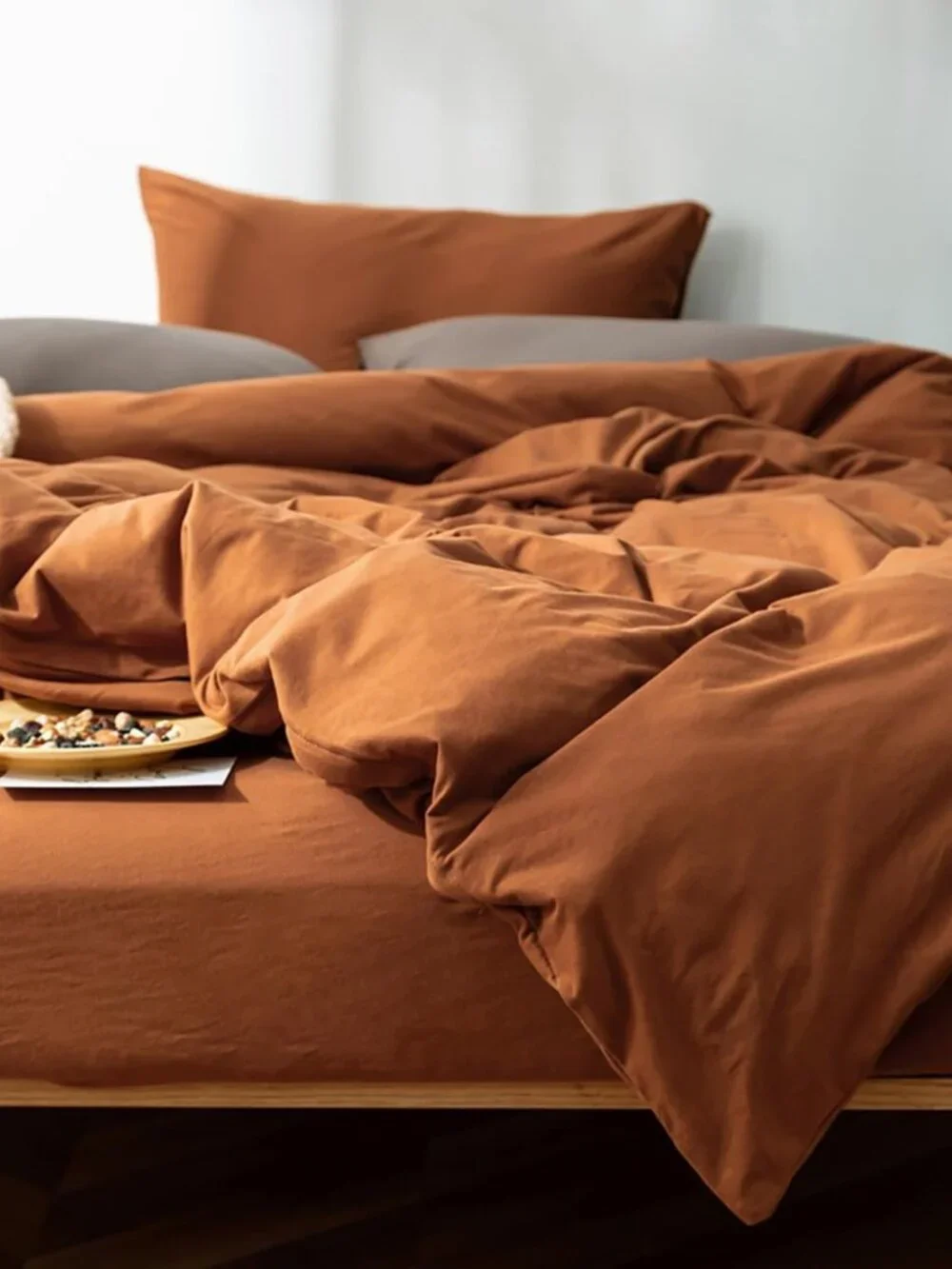 Cozy California King Pumpkin Comforter Set - Soft Terracotta Bedding, Farmhouse